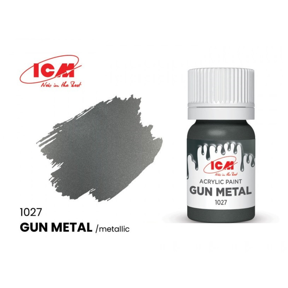ICM 1027 Acrylic paint, Gun metal. Volume, ml 12. Waterproof